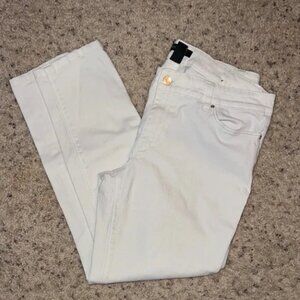 WHBM White House Black Market White Skimmer Straight Jeans Zipper Ankle Size 14